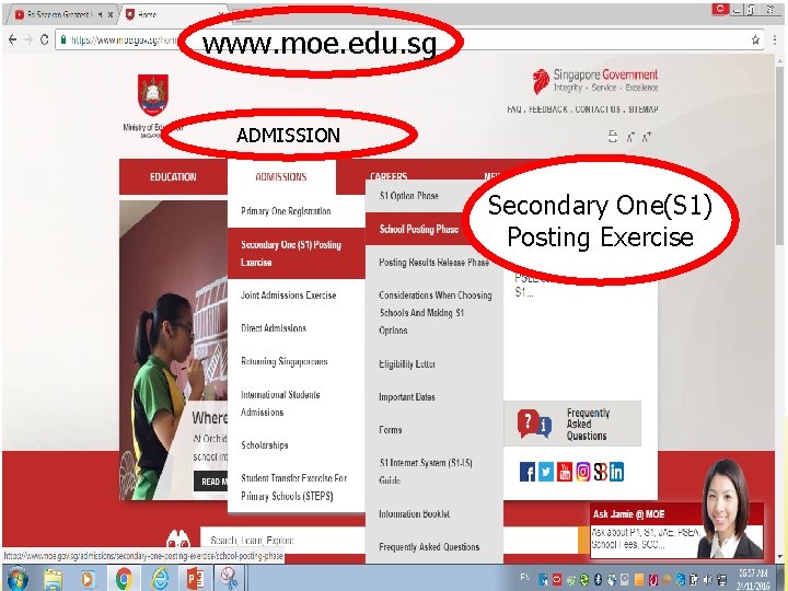 www. moe. edu. sg ADMISSION Secondary One(S 1) Posting Exercise 