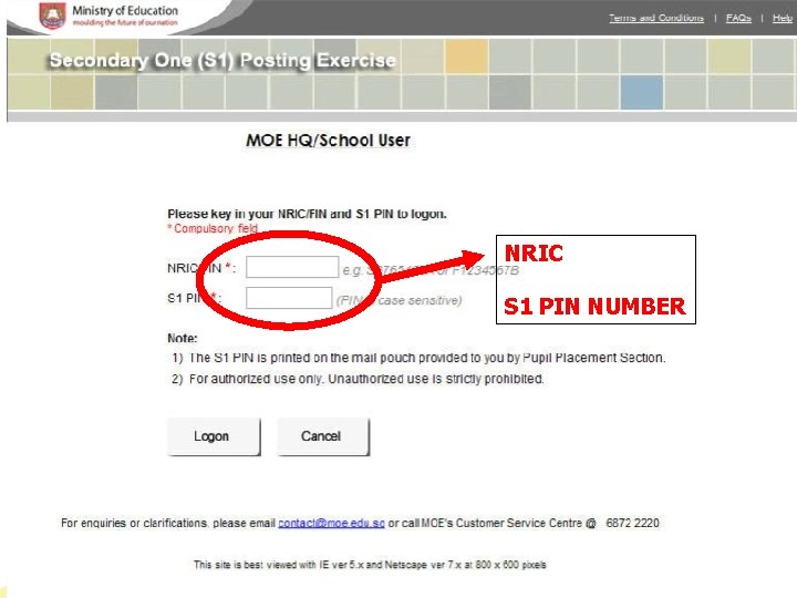 NRIC S 1 PIN NUMBER 