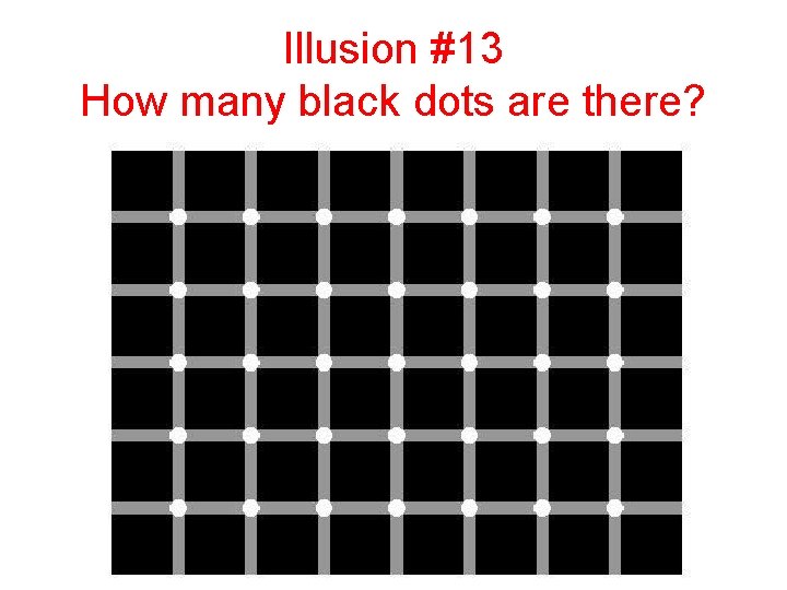 Illusion #13 How many black dots are there? 