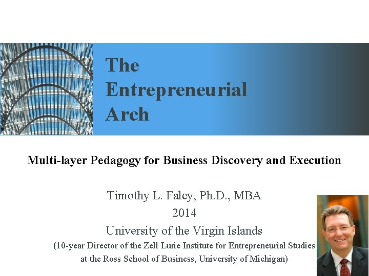 The Entrepreneurial Arch Multi-layer Pedagogy for Business Discovery and Execution Timothy L. Faley, Ph.