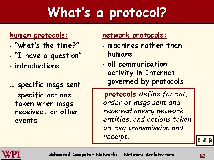 What’s a protocol? human protocols: § “what’s the time? ” § “I have a