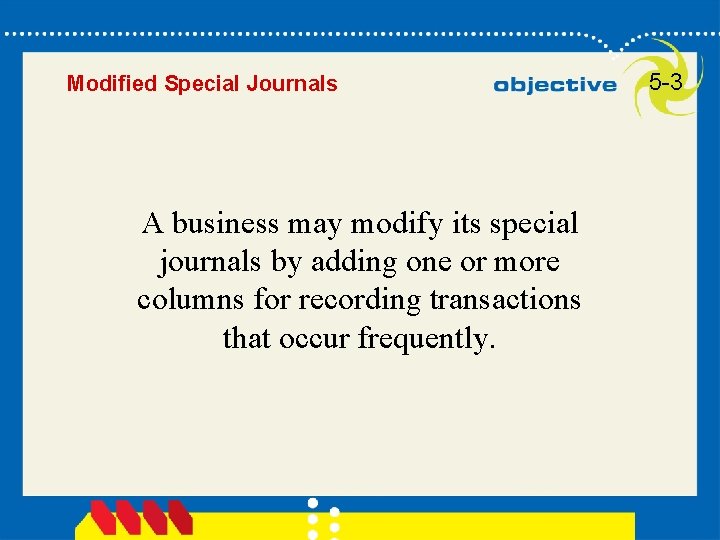Modified Special Journals A business may modify its special journals by adding one or