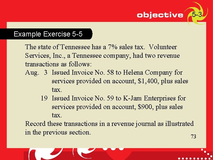 5 -3 Example Exercise 5 -5 The state of Tennessee has a 7% sales