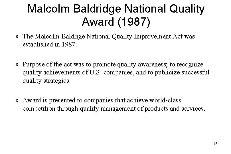 Malcolm Baldridge National Quality Award (1987) » The Malcolm Baldrige National Quality Improvement Act