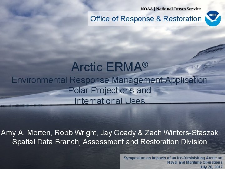 NOAA | National Ocean Service Office of Response & Restoration Arctic ERMA® Environmental Response