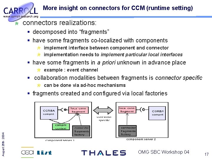 More insight on connectors for CCM (runtime setting) connectors realizations: decomposed into “fragments” have