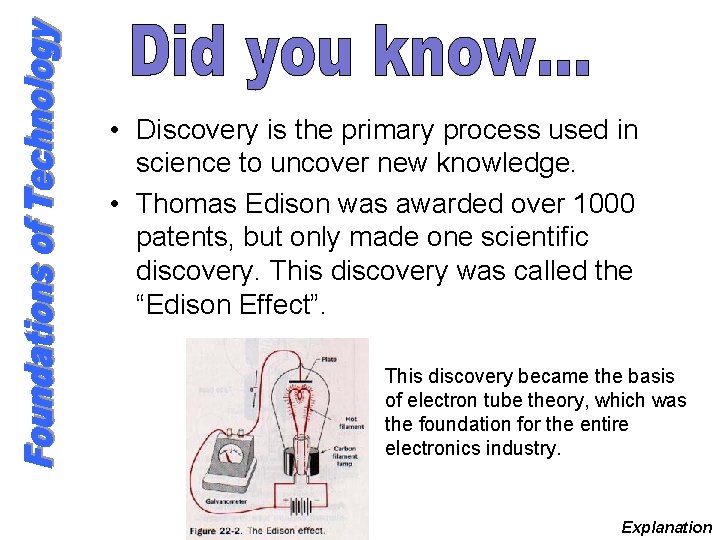  • Discovery is the primary process used in science to uncover new knowledge.