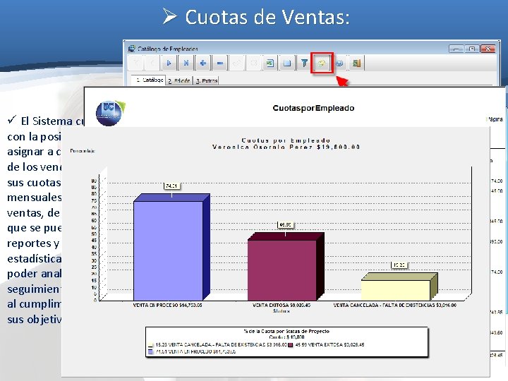 Ø Cuotas de Ventas: ü El Sistema cuenta con la posibilidad de asignar a Ø Cuotas de Ventas: ü El Sistema cuenta con la posibilidad de asignar a