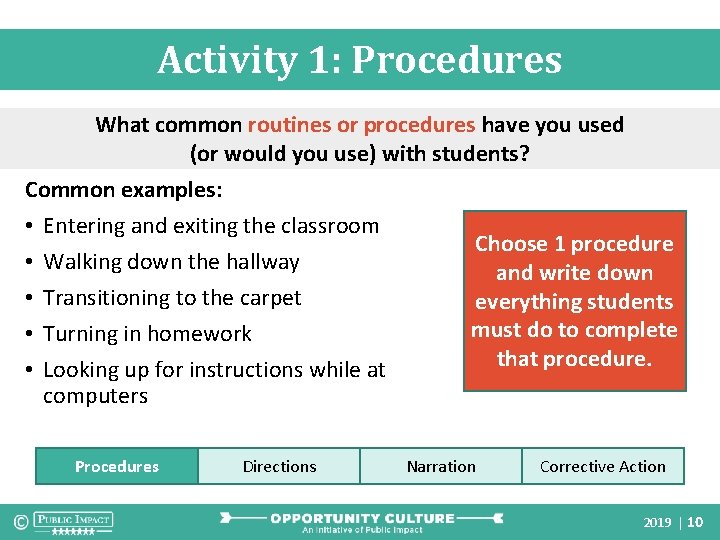 Activity 1: Procedures What common routines or procedures have you used (or would you