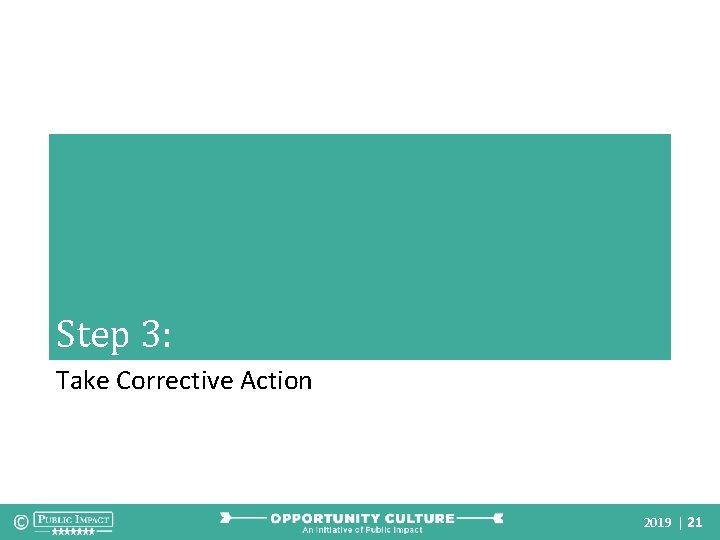 Step 3: Take Corrective Action 2019 | 21 