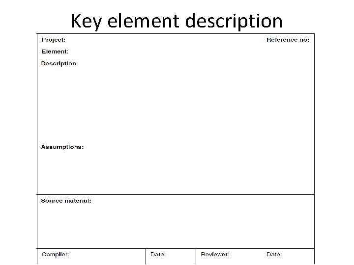 Key element description Key element description