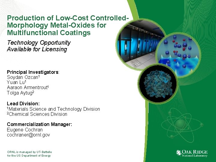 Production of Low-Cost Controlled. Morphology Metal-Oxides for Multifunctional Coatings Technology Opportunity Available for Licensing