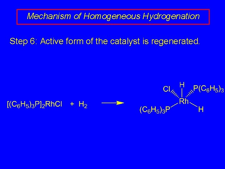 Mechanism of Homogeneous Hydrogenation Step 6: Active form of the catalyst is regenerated. 