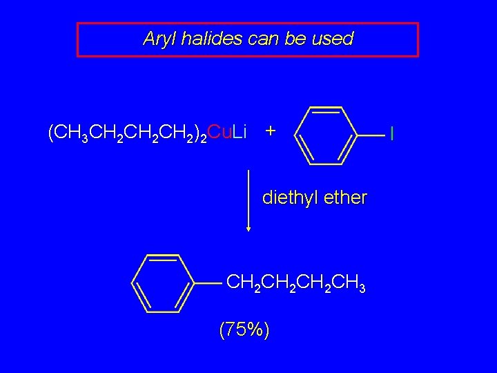 Aryl halides can be used (CH 3 CH 2 CH 2)2 Cu. Li +