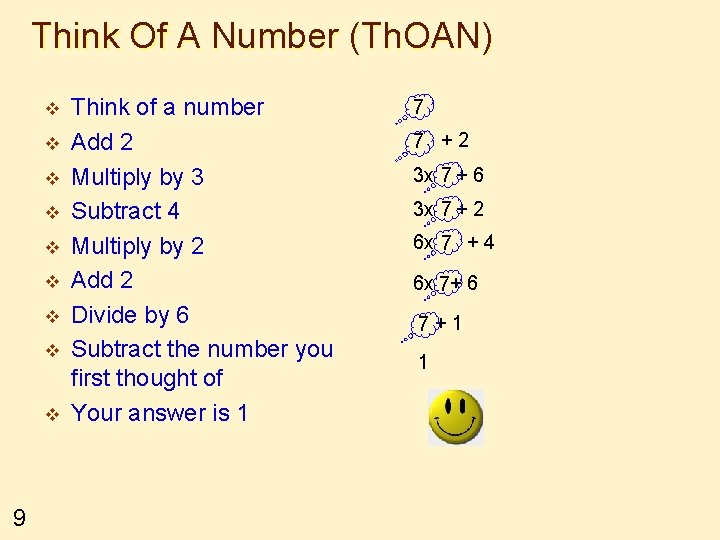 Think Of A Number (Th. OAN) v v v v v 9 Think of