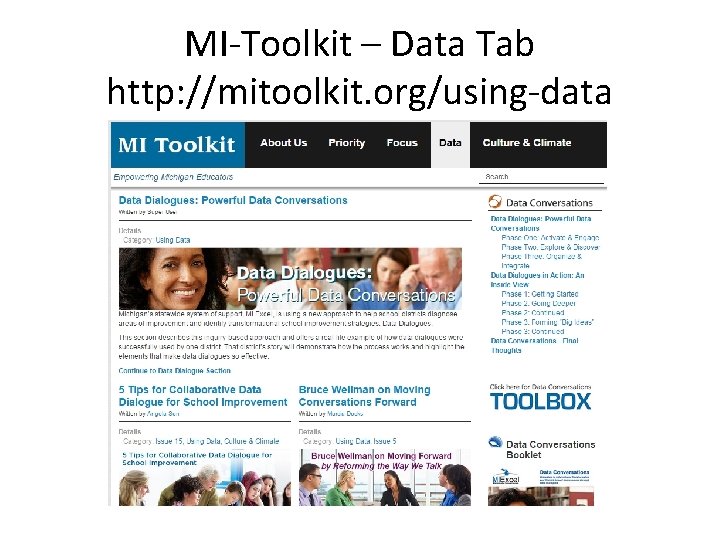 MI-Toolkit – Data Tab http: //mitoolkit. org/using-data 
