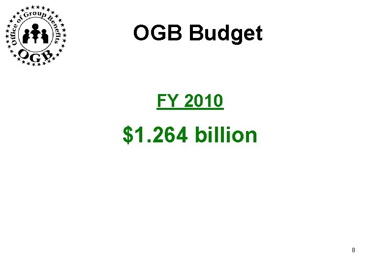 OGB Budget FY 2010 $1. 264 billion 8 