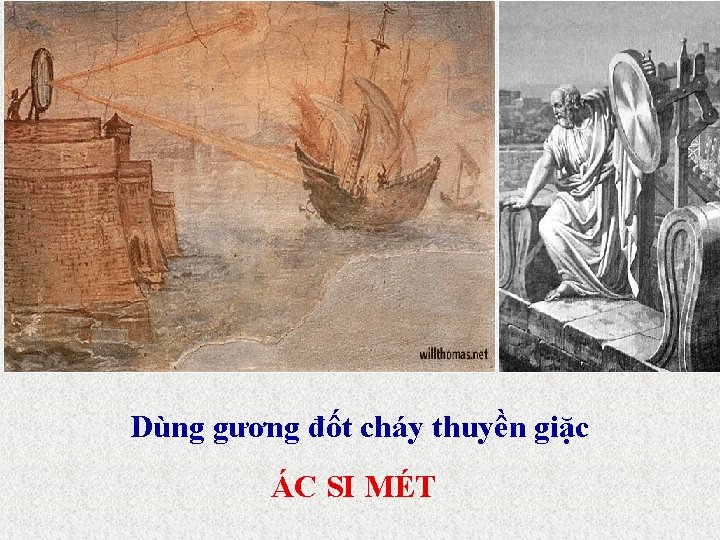 Dùng gương đốt cháy thuyền giặc ÁC SI MÉT 