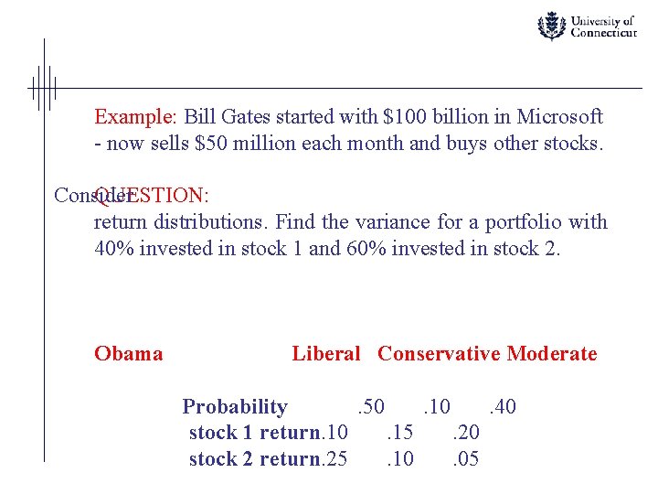 Example: Bill Gates started with $100 billion in Microsoft - now sells $50 million