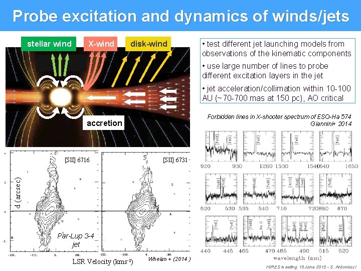 Probe excitation and dynamics of winds/jets stellar wind X-wind disk-wind • test different jet Probe excitation and dynamics of winds/jets stellar wind X-wind disk-wind • test different jet
