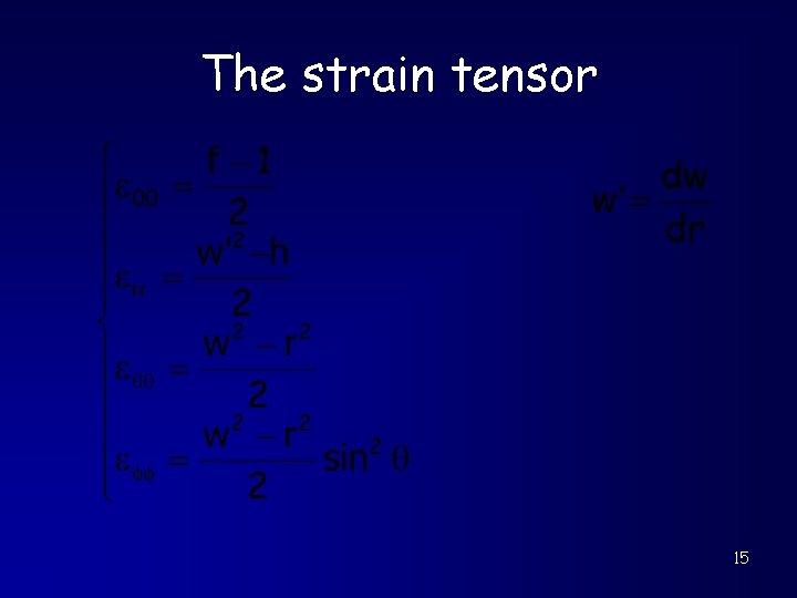 The strain tensor 15 