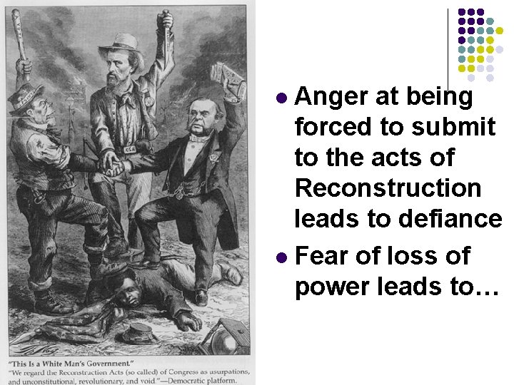 Anger at being forced to submit to the acts of Reconstruction leads to defiance