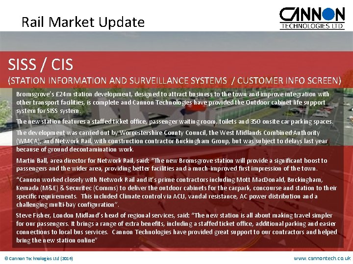 Rail Market Update SISS / CIS (STATION INFORMATION AND SURVEILLANCE SYSTEMS / CUSTOMER INFO