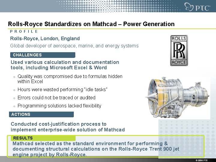 Rolls-Royce Standardizes on Mathcad – Power Generation P R O F I L E