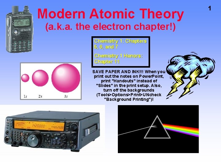Modern Atomic Theory (a. k. a. the electron chapter!) Chemistry 1: Chapters 5, 6,