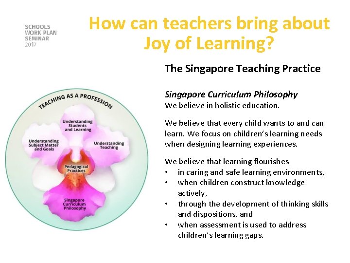 How can teachers bring about Joy of Learning? The Singapore Teaching Practice Singapore Curriculum