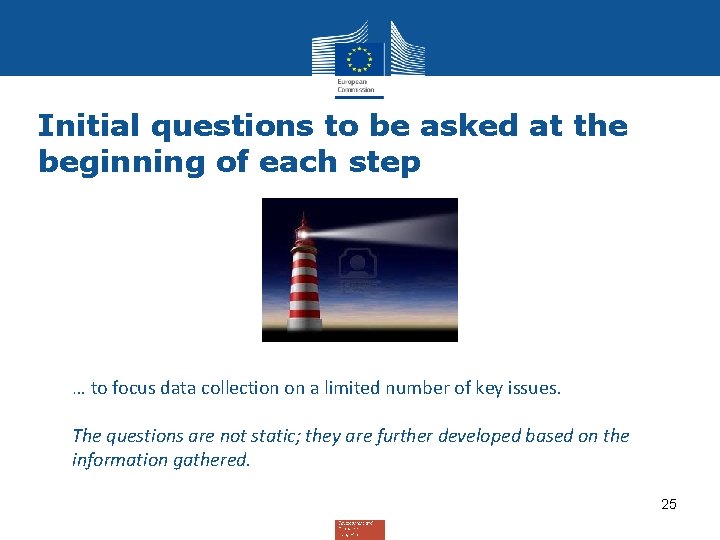 Initial questions to be asked at the beginning of each step … to focus