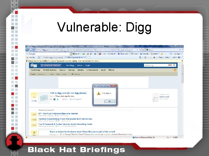 Vulnerable: Digg Vulnerable: Digg