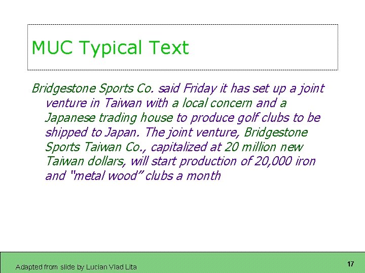 MUC Typical Text Bridgestone Sports Co. said Friday it has set up a joint