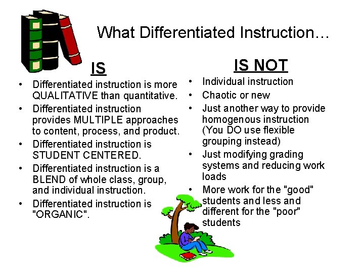 What Differentiated Instruction… IS • Differentiated instruction is more QUALITATIVE than quantitative. • Differentiated What Differentiated Instruction… IS • Differentiated instruction is more QUALITATIVE than quantitative. • Differentiated