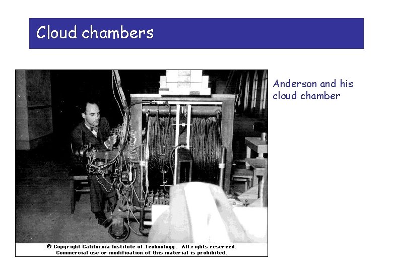 Cloud chambers Anderson and his cloud chamber Cloud chambers Anderson and his cloud chamber