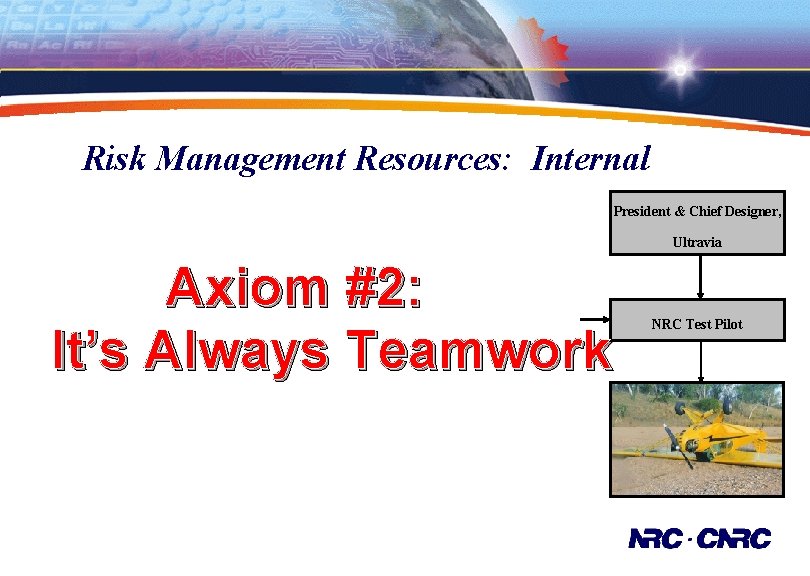 Risk Management Resources: Internal President & Chief Designer, Ultravia Axiom #2: #1: Axiom Murphy’s