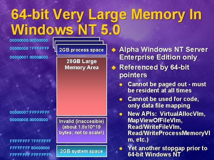 64 -bit Very Large Memory In Windows NT 5. 0 00000000 7 FFFFFFF 00000001