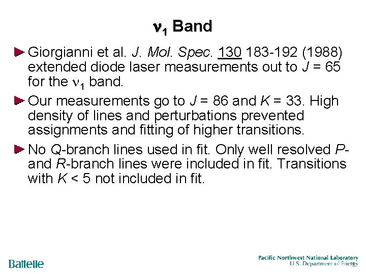  1 Band Giorgianni et al. J. Mol. Spec. 130 183 -192 (1988) extended