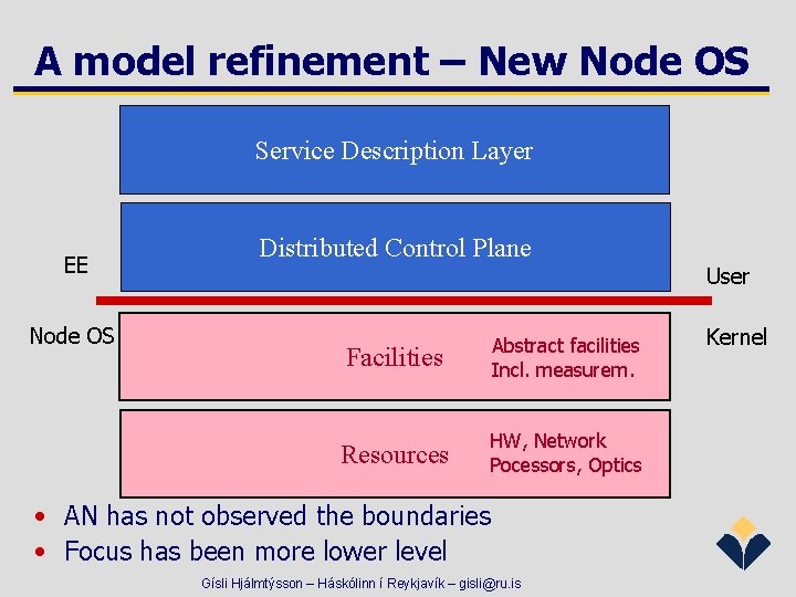 A model refinement – New Node OS Service Description Layer EE Node OS Distributed