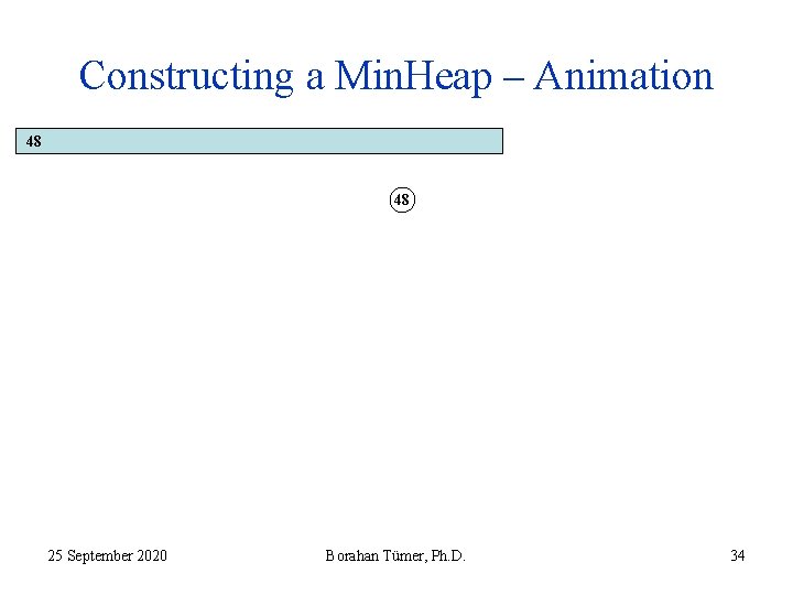 Constructing a Min. Heap – Animation 48 48 25 September 2020 Borahan Tümer, Ph.