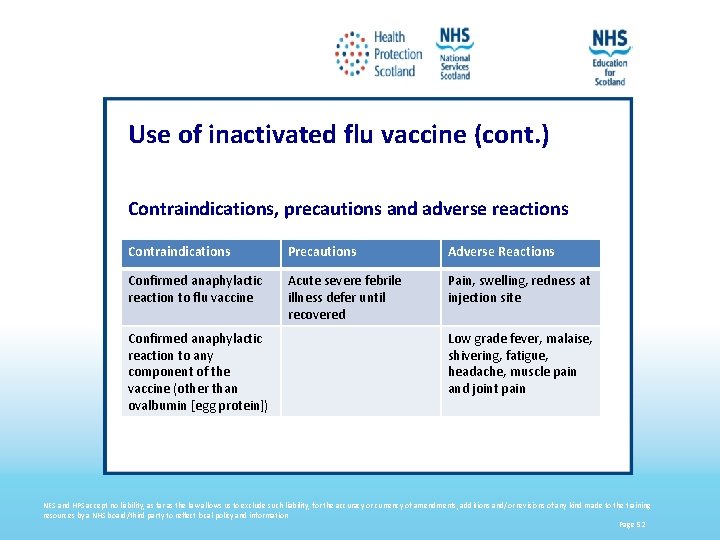 Use of inactivated flu vaccine (cont. ) Contraindications, precautions and adverse reactions Contraindications Precautions