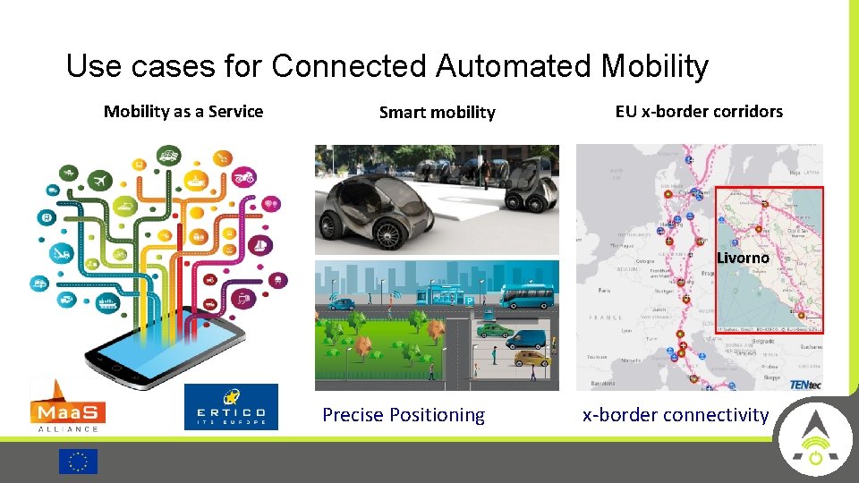 Use cases for Connected Automated Mobility as a Service Smart mobility EU x-border corridors