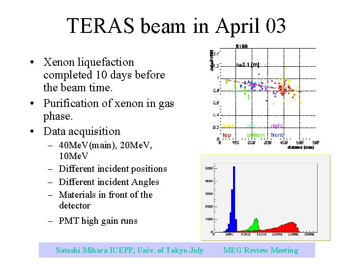 TERAS beam in April 03 • Xenon liquefaction completed 10 days before the beam