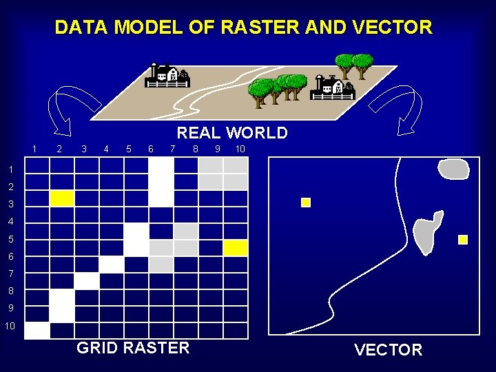 DATA MODEL OF RASTER AND VECTOR REAL WORLD 1 2 3 4 5 6