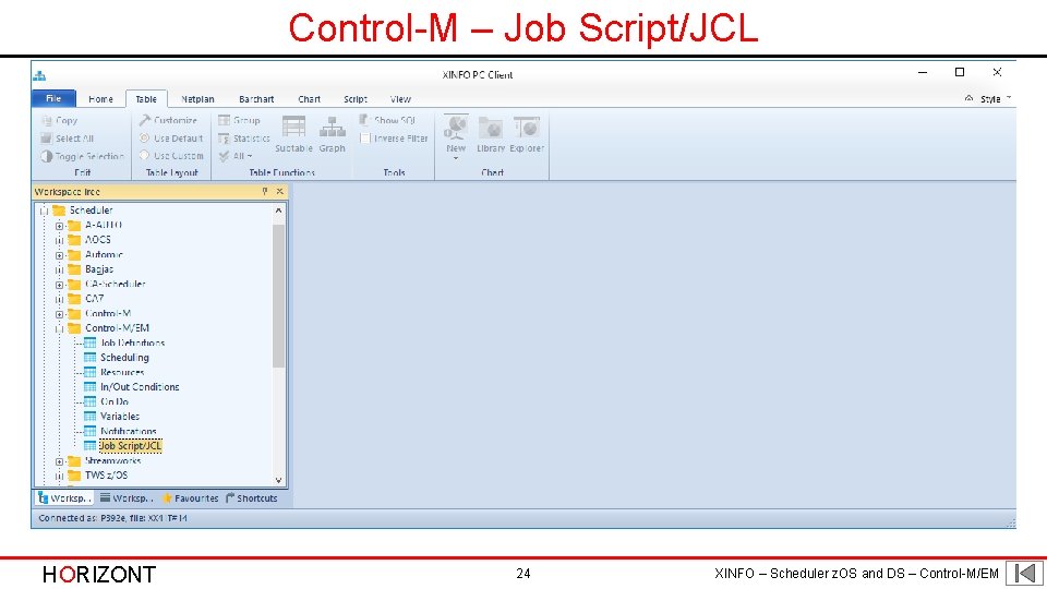 Control-M – Job Script/JCL HORIZONT 24 XINFO – Scheduler z. OS and DS –