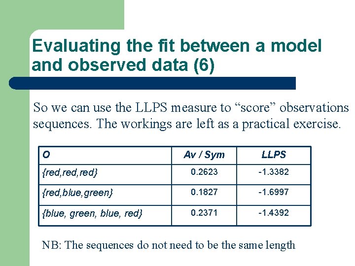 Evaluating the fit between a model and observed data (6) So we can use Evaluating the fit between a model and observed data (6) So we can use