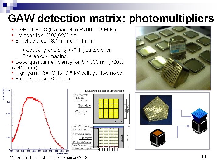 GAW detection matrix: photomultipliers § MAPMT 8 × 8 (Hamamatsu R 7600 -03 -M