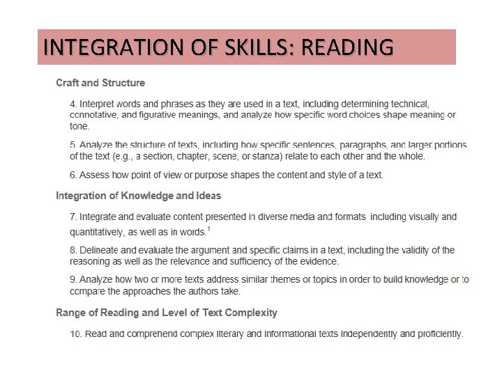 INTEGRATION OF SKILLS: READING 