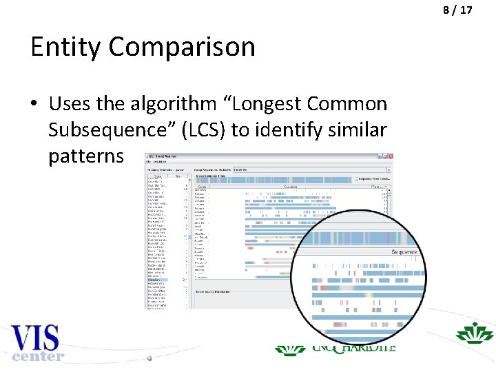 8 / 17 Entity Comparison • Uses the algorithm “Longest Common Subsequence” (LCS) to