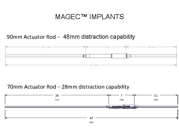 MAGEC™ IMPLANTS 90 mm Actuator Rod – 48 mm distraction capability 70 mm Actuator